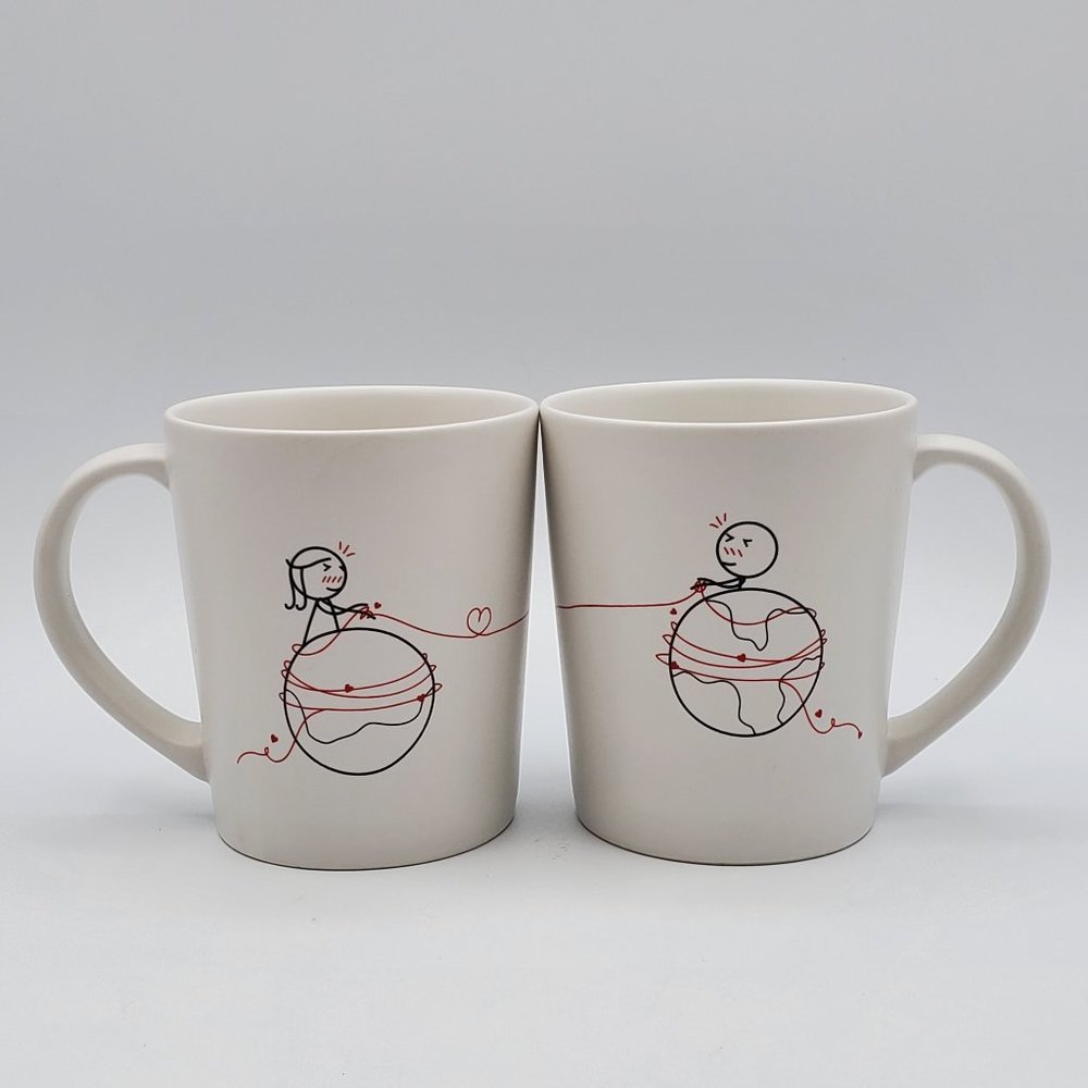 Two Treat It With Love Human Touch Global Long Distance Coffee Mugs Coffee Cups